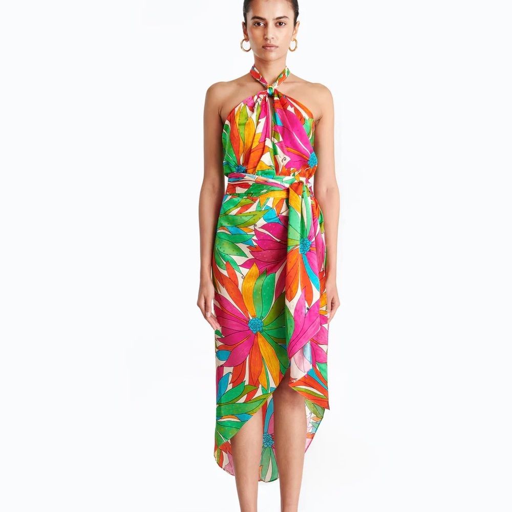 Rachel Zoe Multicolor Floral Halter Dress